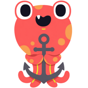 süßes kraken-monster mit anker